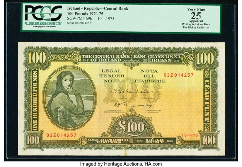 Ireland - Republic Central Bank of Ireland 100 Pounds 10.4.1975 Pick 69b PCGS Ap...