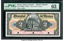 Mexico Banco Oriental 2 Pesos ND (ca. 1914) Pick S380p M459p Front Proof PMG Choice Uncirculated 63. Three POCs; previously mounted.

HID09801242017

...