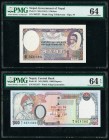 Nepal Government of Nepal 5 Mohru; 1000 Rupees ND (1951); ND (2002) Pick 5; 51 Two Examples PMG Choice Uncirculated 64; Choice Uncirculated 64 EPQ. Pi...