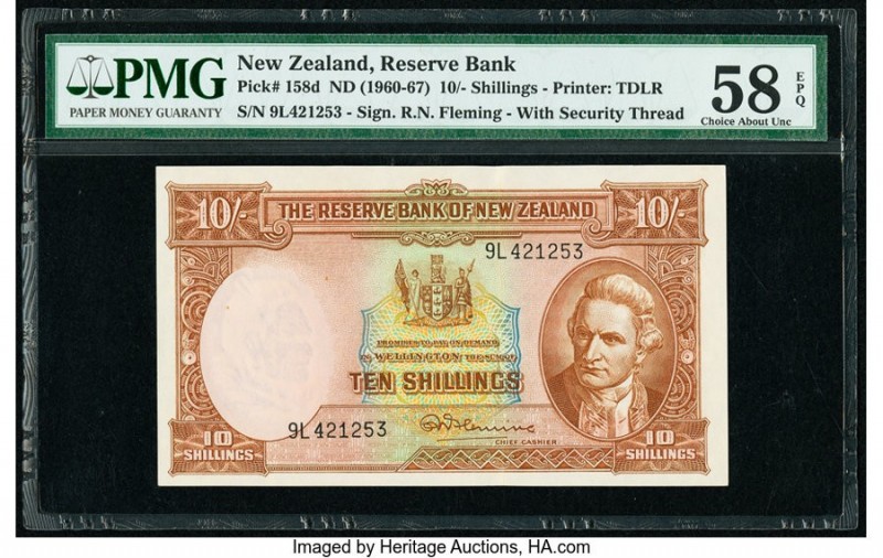 New Zealand Reserve Bank of New Zealand 10 Shillings ND (1960-67) Pick 158d PMG ...