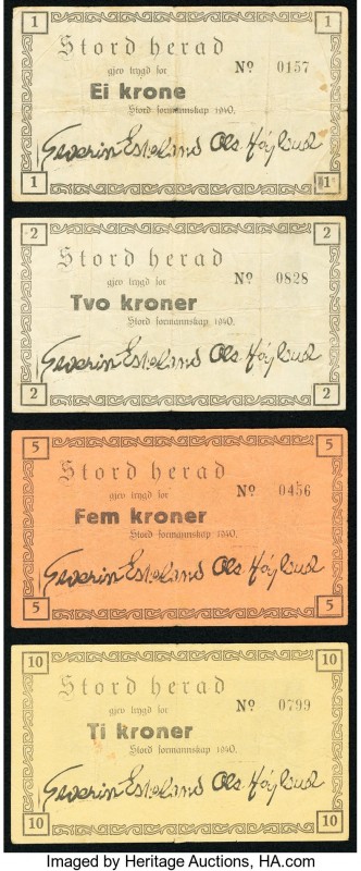 Norway Stord Herad 1; 2; 5; 10 Kroner 1940 Pick Unlisted Fine-Very Fine. 

HID09...
