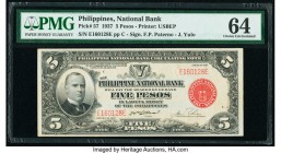 Philippines Philippine National Bank 5 Pesos 1937 Pick 57 PMG Choice Uncirculated 64. 

HID09801242017

© 2020 Heritage Auctions | All Rights Reserved...