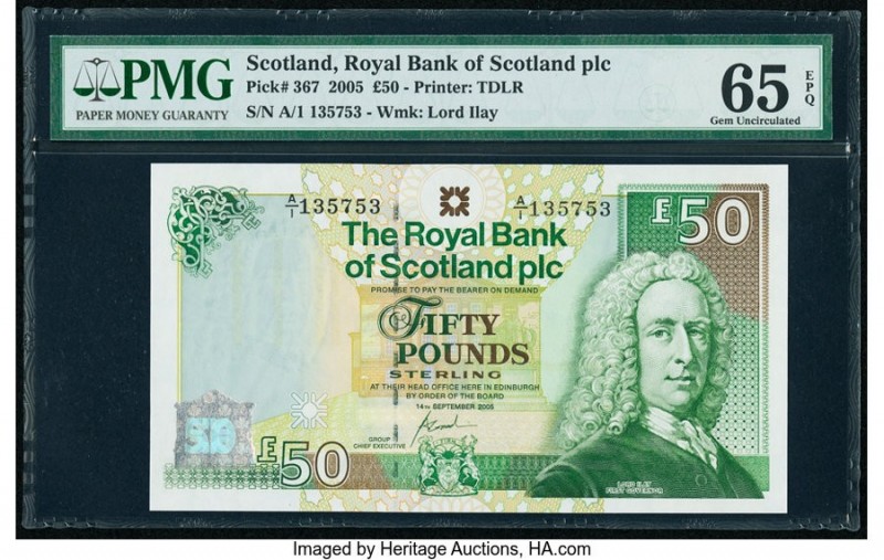 Scotland Royal Bank of Scotland PLC 50 Pounds 14.9.2005 Pick 367 PMG Gem Uncircu...