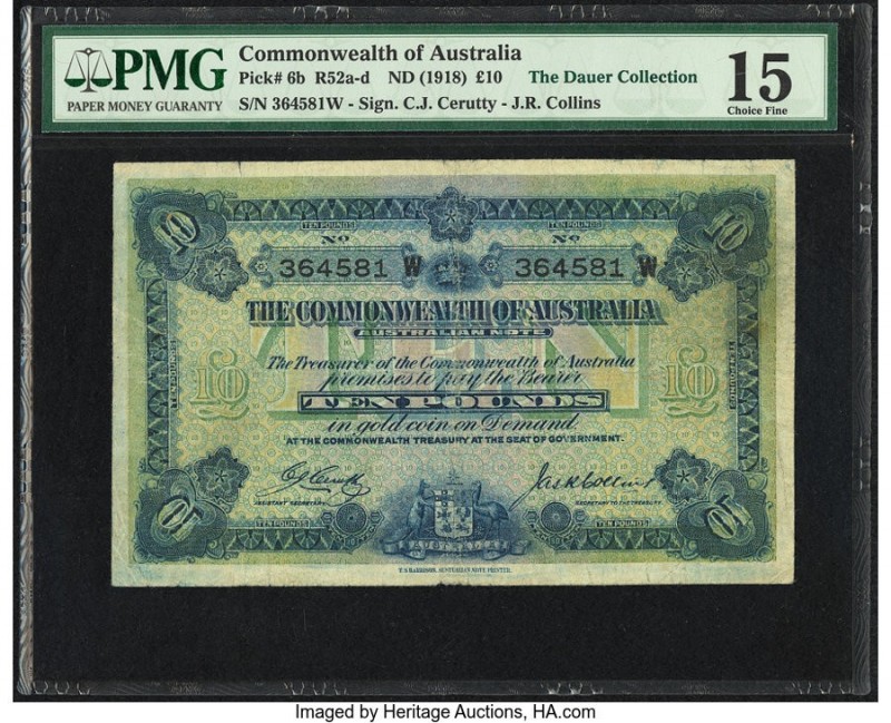 Australia Commonwealth of Australia 10 Pounds ND (1918) Pick 6b R52c PMG Choice ...