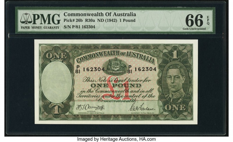 Australia Commonwealth of Australia 1 Pound ND (1942) Pick 26b R30 PMG Gem Uncir...