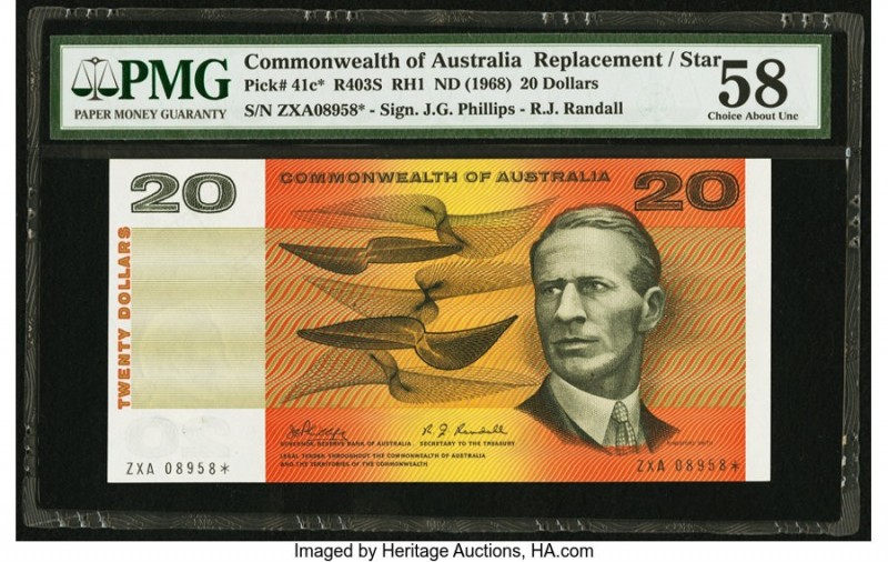 Australia Commonwealth of Australia 20 Dollars ND (1968) Pick 41c* R403S Replace...