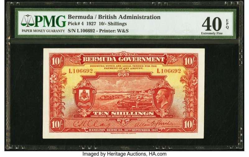 Bermuda Bermuda Government 10 Shillings 30.9.1927 Pick 4 PMG Extremely Fine 40 E...