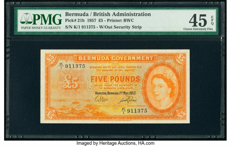 Bermuda Bermuda Government 5 Pounds 1.5.1957 Pick 21b PMG Choice Extremely Fine ...