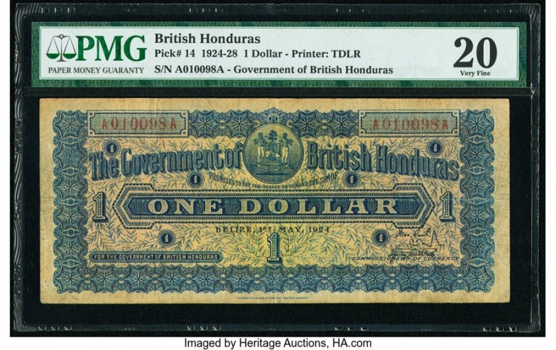 British Honduras Government of British Honduras 1 Dollar 1.5.924 Pick 14 PMG Ver...