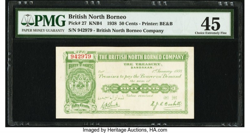 British North Borneo British North Borneo Company 50 Cents 1.1.1938 Pick 27 PMG ...