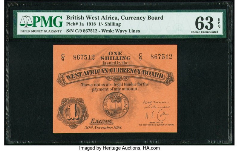 British West Africa West African Currency Board 1 Shilling 30.11.1918 Pick 1a PM...