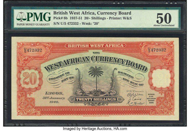 British West Africa West African Currency Board 20 Shillings 31.1.1946 Pick 8b P...