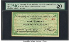 Fanning Island Fanning Island Plantation 1 Pound ND (ca. 1940s) Pick UNL Schwan-Boling 1541a1 PMG Very Fine 20. One of the classic World War II emerge...