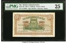 Fiji Government of Fiji 5 Shillings 1.7.1929 Pick 25j PMG Very Fine 25. This scarce and desirable uniface type circulated for approximately 15 years. ...