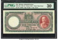 Fiji Government of Fiji 1 Pound 1.3.1935 Pick 33c PMG Very Fine 30. A scarce note seldom to cross the auction block. The PMG Population Report only sh...
