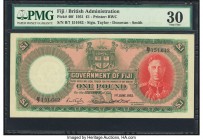 Fiji Government of Fiji 1 Pound 1.6.1951 Pick 40f PMG Very Fine 30. A desirable type from the King George VI portrait series. Vibrant green and red in...