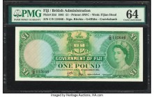 Fiji Government of Fiji 1 Pound 1.12.1961 Pick 53d PMG Choice Uncirculated 64. A lovely high grade example of this middle denomination from the 1961 d...