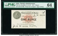 India Government of India 1 Rupee 1917 Pick 1g Jhunjhunwalla-Razack 3.1.1A-B PMG Choice Uncirculated 64. This handsome initial denomination is rarely ...