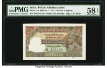 Repeater Serial Number India Government of India 5 Rupees ND (1928-35) Pick 15b Jhunjhunwalla-Razack 3.5.2 PMG Choice About Unc 58 EPQ. A highly colle...