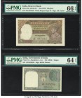 India Reserve Bank of India 5; 1 Rupees ND (1937; 1949) Pick 18a; 71a Jhunjhunwalla-Razack 4.3.1; 6.1.1.1 Two Examples PMG Gem Uncirculated 66 EPQ; Ch...