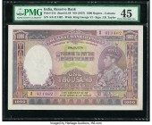 India Reserve Bank of India, Calcutta 1000 Rupees ND (1937) Pick 21b Jhunjhunwalla-Razack 4.8.1B PMG Choice Extremely Fine 45. A beautiful and scarce ...