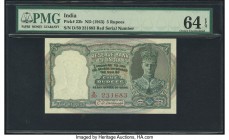 India Reserve Bank of India 5 Rupees ND (1943) Pick 23b Jhunjhunwalla-Razack 4.4.2 PMG Choice Uncirculated 64 EPQ. A scarce and always desirable type,...