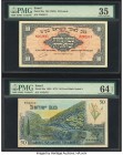 Israel Bank Leumi Le-Israel 10 Pounds ND (1952) Pick 22a PMG Choice Very Fine 35; Bank of Israel 50 Lirot 1955 / 5715 Pick 28a PMG Choice Uncirculated...