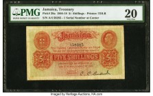 Jamaica Government of Jamaica 5 Shillings 1904-18 (ND 1920) Pick 28a PMG Very Fine 20. One of the rarest King George V portrait banknotes of the Briti...