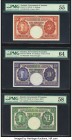 Jamaica Government of Jamaica 5; 10 Shillings; 1 Pound 27.5.1957; 1.3.1953 (2) Pick 37b; 39; 41b Three Examples PMG About Uncirculated 55; Choice Unci...
