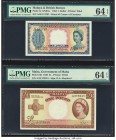 Malaya and British Borneo Board of Commissioners of Currency 1 Dollar 21.3.1953 Pick 1a PMG Choice Uncirculated 64 EPQ; Malta Government of Malta 1 Po...