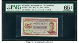 Mauritius Government of Mauritius 50 Cents ND (1940) Pick 25c PMG Gem Uncirculated 65 EPQ. A small sized, small denomination issue featuring a portrai...