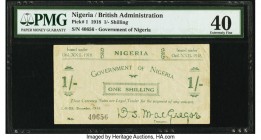 Nigeria Government of Nigeria 1 Shilling 12.1918 Pick 1 PMG Extremely Fine 40. No finer graded example has sold in prominent public auction since reco...