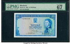 Rhodesia Reserve Bank of Rhodesia 10 Shillings 14.10.1964 Pick 24 PMG Superb Gem Unc 67 EPQ. This always popular design is enhanced by a beautiful por...