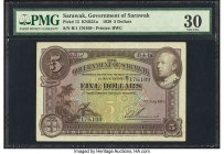 Sarawak Government of Sarawak 5 Dollars 1.7.1929 Pick 15 KNB21a PMG Very Fine 30. A well preserved 5 dollar from the 1929 to 1940 issue. Printed by Br...