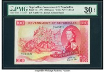 Seychelles Government of Seychelles 100 Rupees 1.6.1975 Pick 18e PMG Very Fine 30 EPQ. Striking red inks and intersecting arabesque designs are used o...