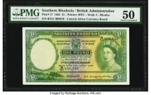 Southern Rhodesia Central Africa Currency Board 1 Pound 10.9.1955 Pick 17 PMG About Uncirculated 50. Elusive in higher grades, and scarce in any grade...