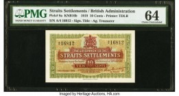 Straits Settlements Government of Straits Settlements 10 Cents 14.10.1919 Pick 8a KNB16b PMG Choice Uncirculated 64. After the conclusion of World War...
