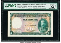Straits Settlements Government of Straits Settlements 10 Dollars 1.1.1935 Pick 18b KNB22e PMG About Uncirculated 55 EPQ. An incredible example of this...