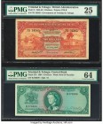 Trinidad & Tobago Government of Trinidad and Tobago; Central Bank 2; 5 Dollars 1.5.1942; 1964 Pick 8; 27b Two Examples PMG Very Fine 25; Choice Uncirc...