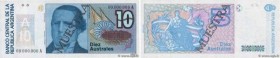 Country : ARGENTINA 
Face Value : 10 Australes Spécimen 
Date : (1985) 
Period/Province/Bank : Banco Central de la Republica Argentina 
Catalogue refe...