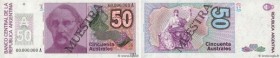 Country : ARGENTINA 
Face Value : 50 Australes Spécimen 
Date : (1986) 
Period/Province/Bank : Banco Central de la Republica Argentina 
Catalogue refe...