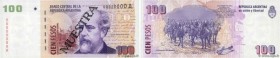 Country : ARGENTINA 
Face Value : 100 Pesos Spécimen 
Date : (1999) 
Period/Province/Bank : Banco Central de la Republica Argentina 
Catalogue referen...