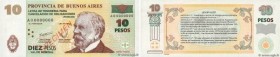 Country : ARGENTINA 
Face Value : 10 Pesos Spécimen 
Date : (1985) 
Period/Province/Bank : Provincia de Buenos Aires 
Catalogue reference : P..2313s 
...