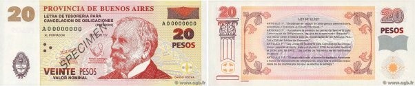 Country : ARGENTINA 
Face Value : 20 Pesos Spécimen 
Date : (1985) 
Period/Provi...
