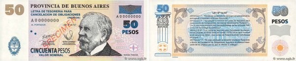 Country : ARGENTINA 
Face Value : 50 Pesos Spécimen 
Date : (1985) 
Period/Provi...