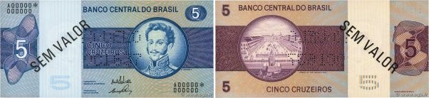 Country : BRAZIL 
Face Value : 5 Cruzeiros Spécimen 
Date : (1970) 
Period/Provi...