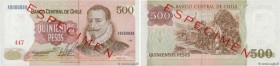 Country : CHILE 
Face Value : 500 Pesos Spécimen 
Date : 1977 
Period/Province/Bank : Banco Central de Chile 
Catalogue reference : P.153s 
Alphabet -...
