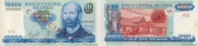 Country : CHILE 
Face Value : 10000 Pesos Spécimen 
Date : 1989 
Period/Province/Bank : Banco Central de Chile 
Catalogue reference : P.156s 
Alphabet...