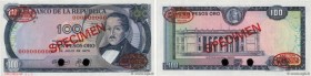 Country : COLOMBIA 
Face Value : 100 Pesos Oro Spécimen 
Date : 20 juillet 1973 
Period/Province/Bank : Banco de la Republica 
Catalogue reference : P...