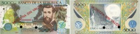 Country : COLOMBIA 
Face Value : 5000 Pesos Oro Spécimen 
Date : 12 octobre 1997 
Period/Province/Bank : Banco de la Republica 
Catalogue reference : ...